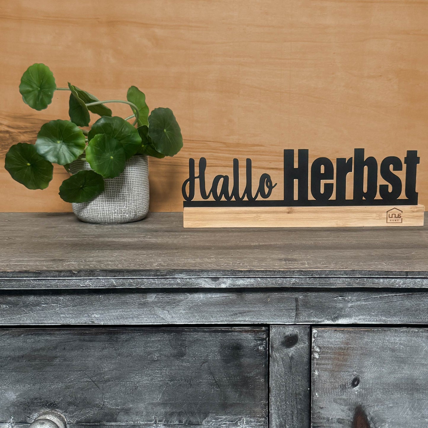 Aufsteller "Hallo Herbst" schwarz