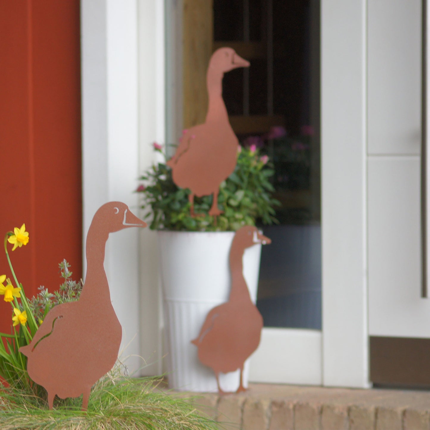 Gartenstecker Rost Gänse 3er Set