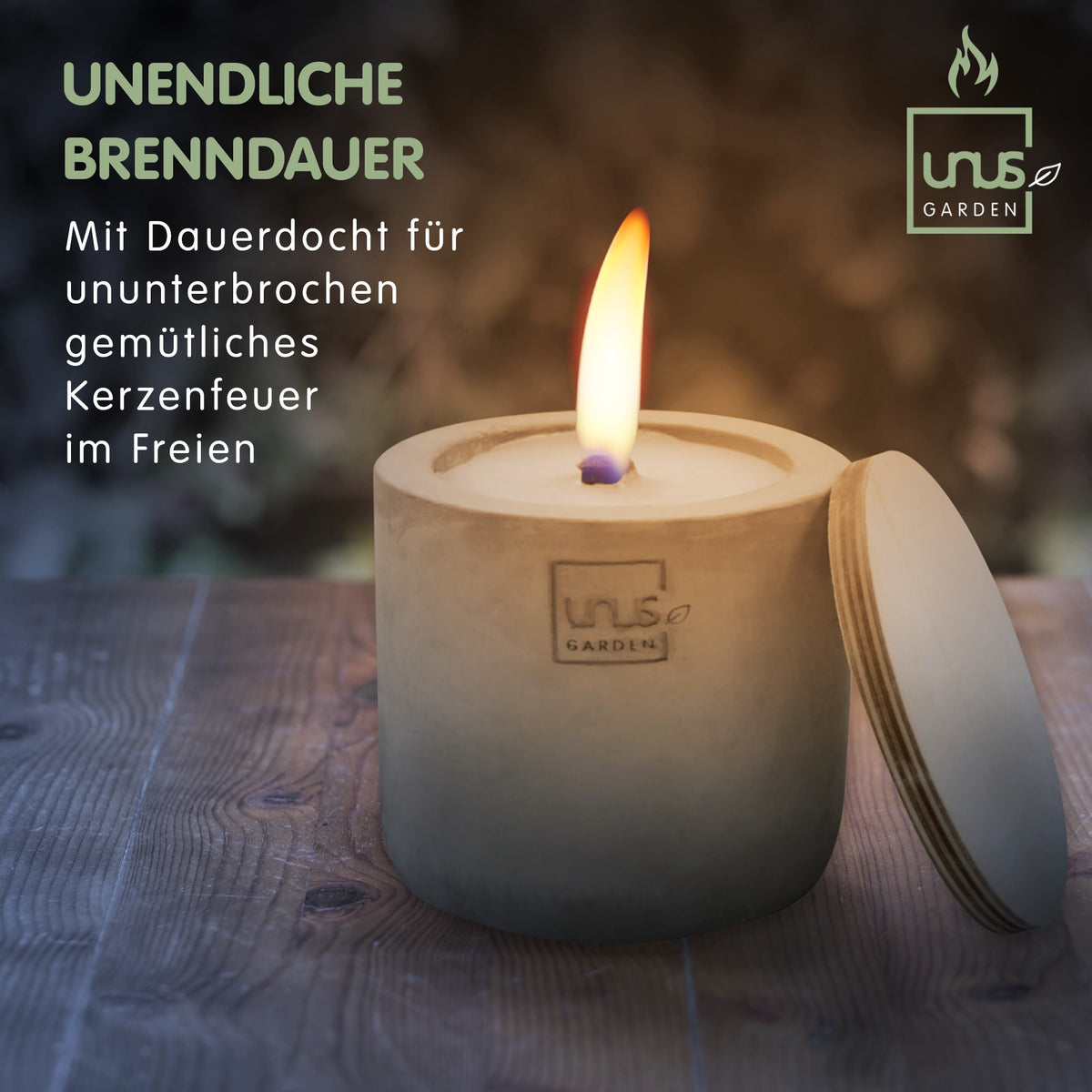 Outdoor-Kerze handgemacht Tischfeuer mit Dauerdocht – UNUS