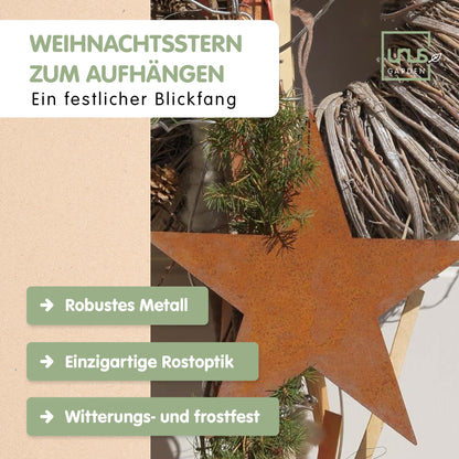 Deko Stern Rost z Aufhängen m Kette