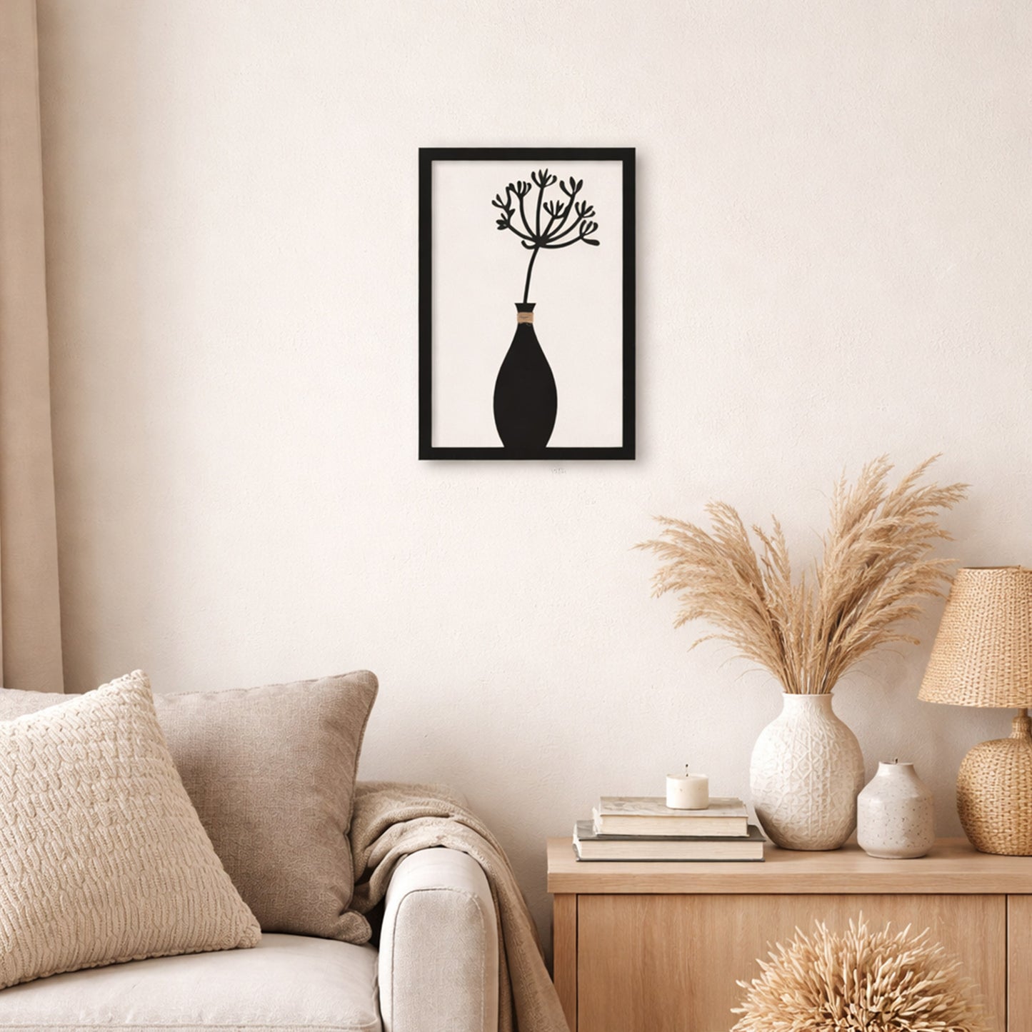 Wandbild Blumenvase Mila Metall groß schwarz