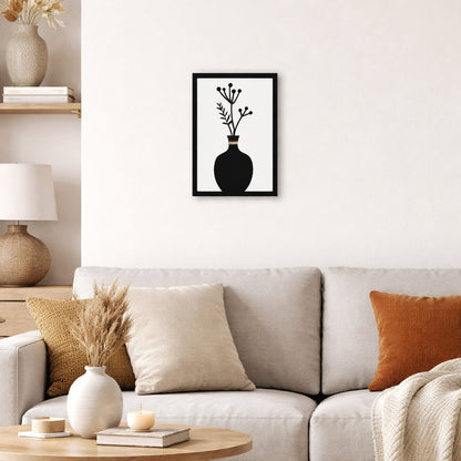 Wandbild Blumenvase Mila Metall groß schwarz