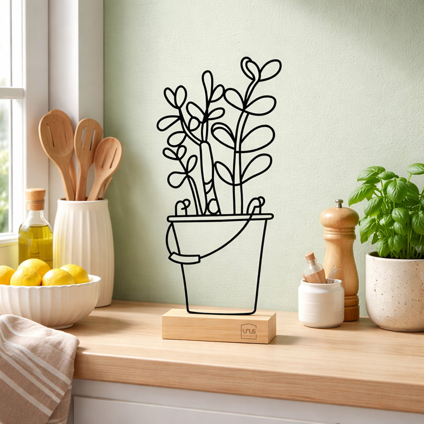 Aufsteller Eimer mit Blumen schwarz