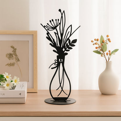 Aufsteller Blumenvase Metall schwarz