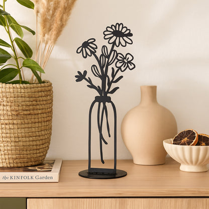 Aufsteller Blumenvase Metall schwarz