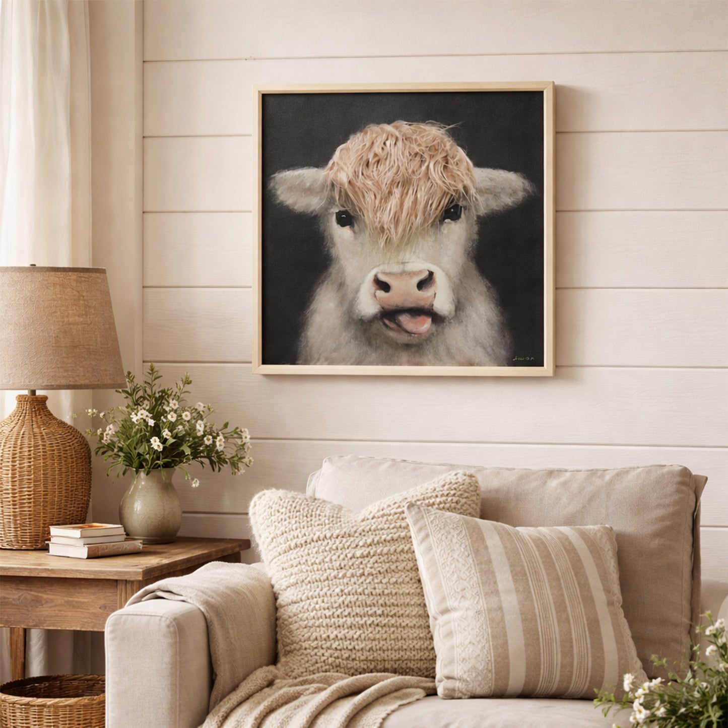 Wall Art 3D Hairfusion Kuh weiß ohne Hörner 60x60