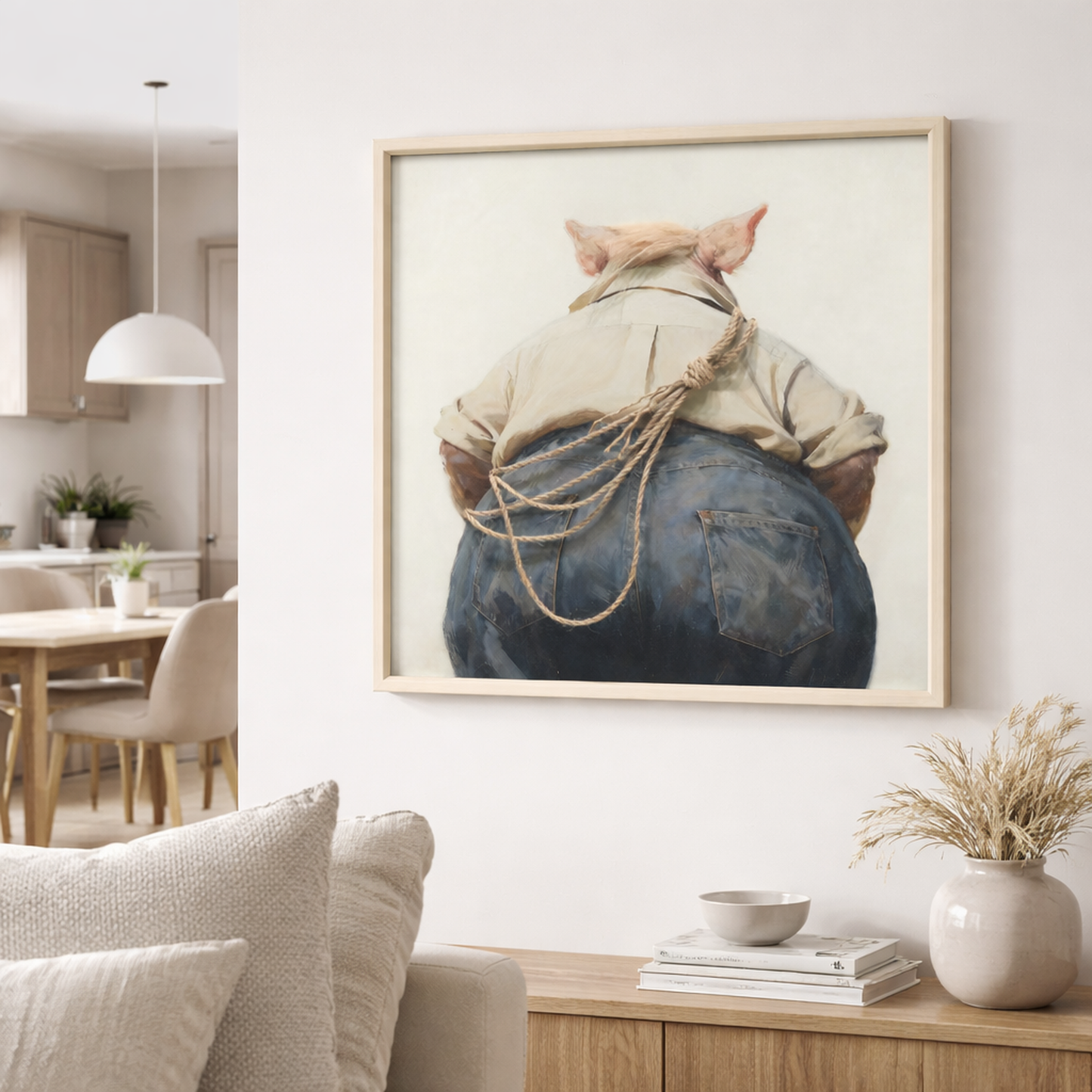 Wall Art 3D Hairfusion Schwein in Jeans 60x60