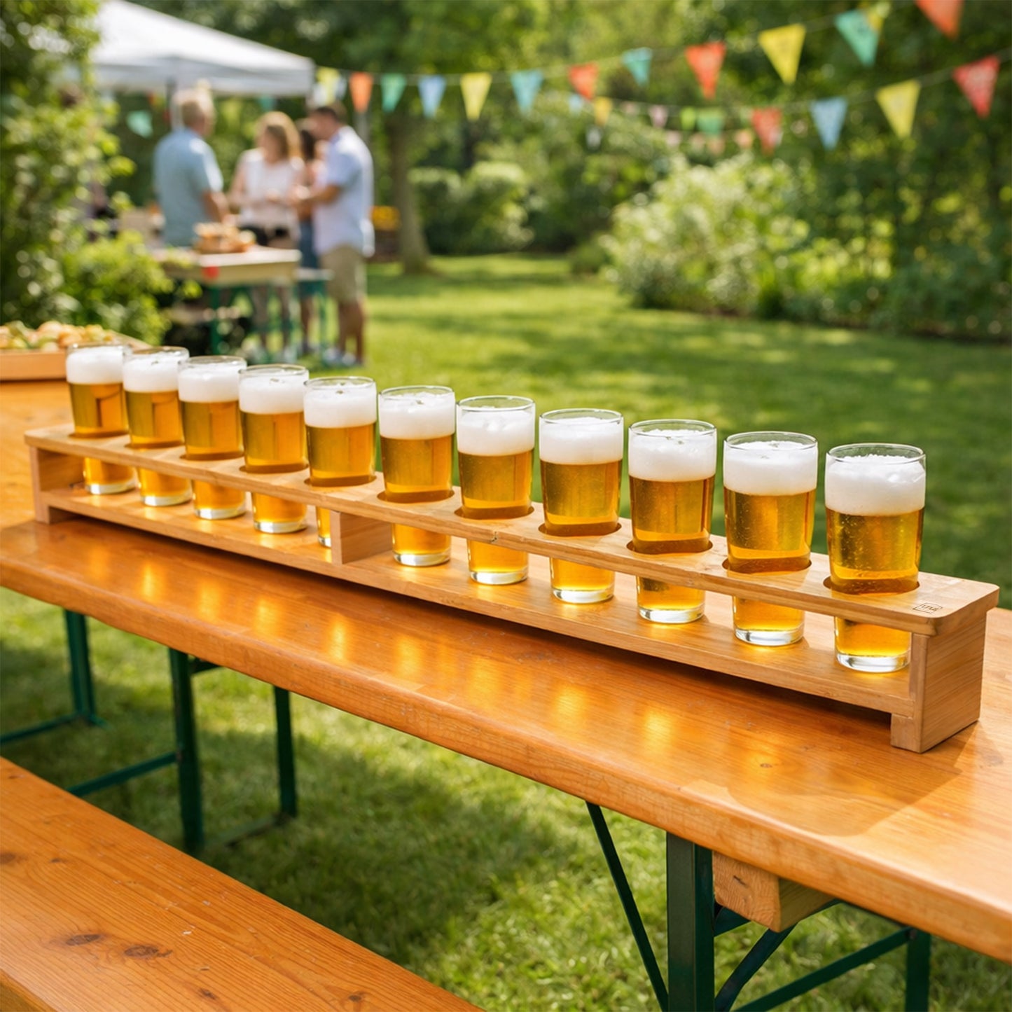 Bierglasträger Biermeter aus Bambus in natur 1 Meter