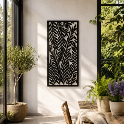 Metall Wandbild Palmblätter schwarz 120x60cm