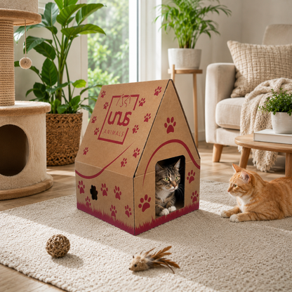 Katzenhaus Pappe Madame Miez inkl. 6 Kratzbretter