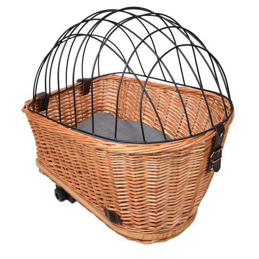 Fahrradkorb Weide Haustier für hinten oval mit Gitter