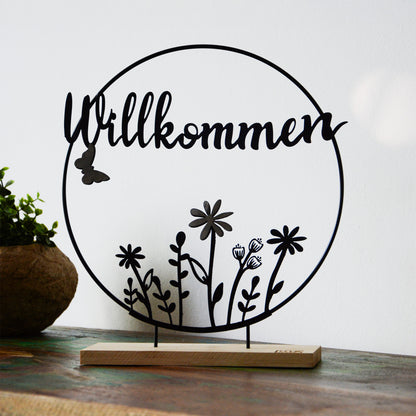 Aufsteller Willkommensschild, in Schwarz oder Weiß