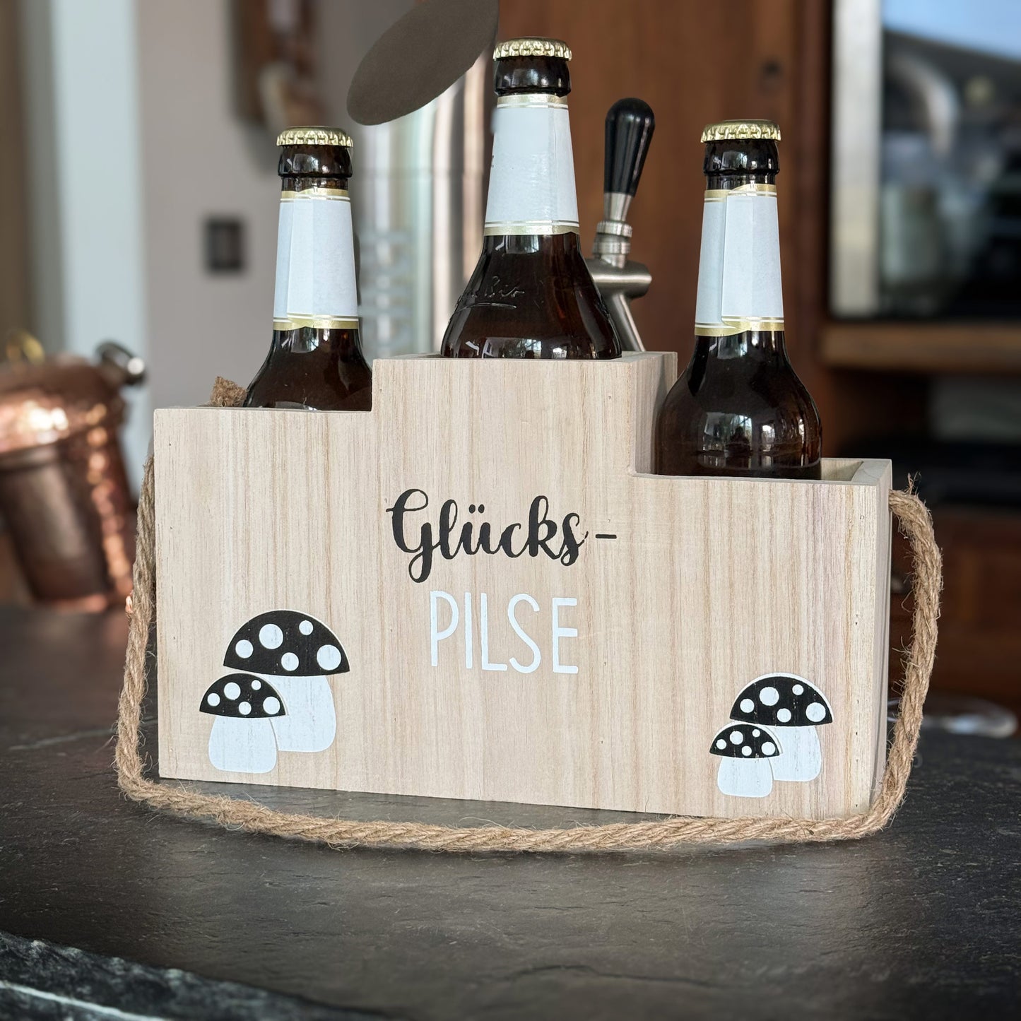 Flaschenhalter Glücks-PILSE - Bambus oder Holz