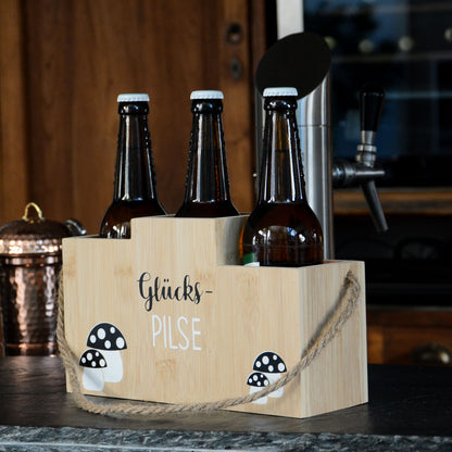 Flaschenhalter Glücks-PILSE - Bambus oder Holz