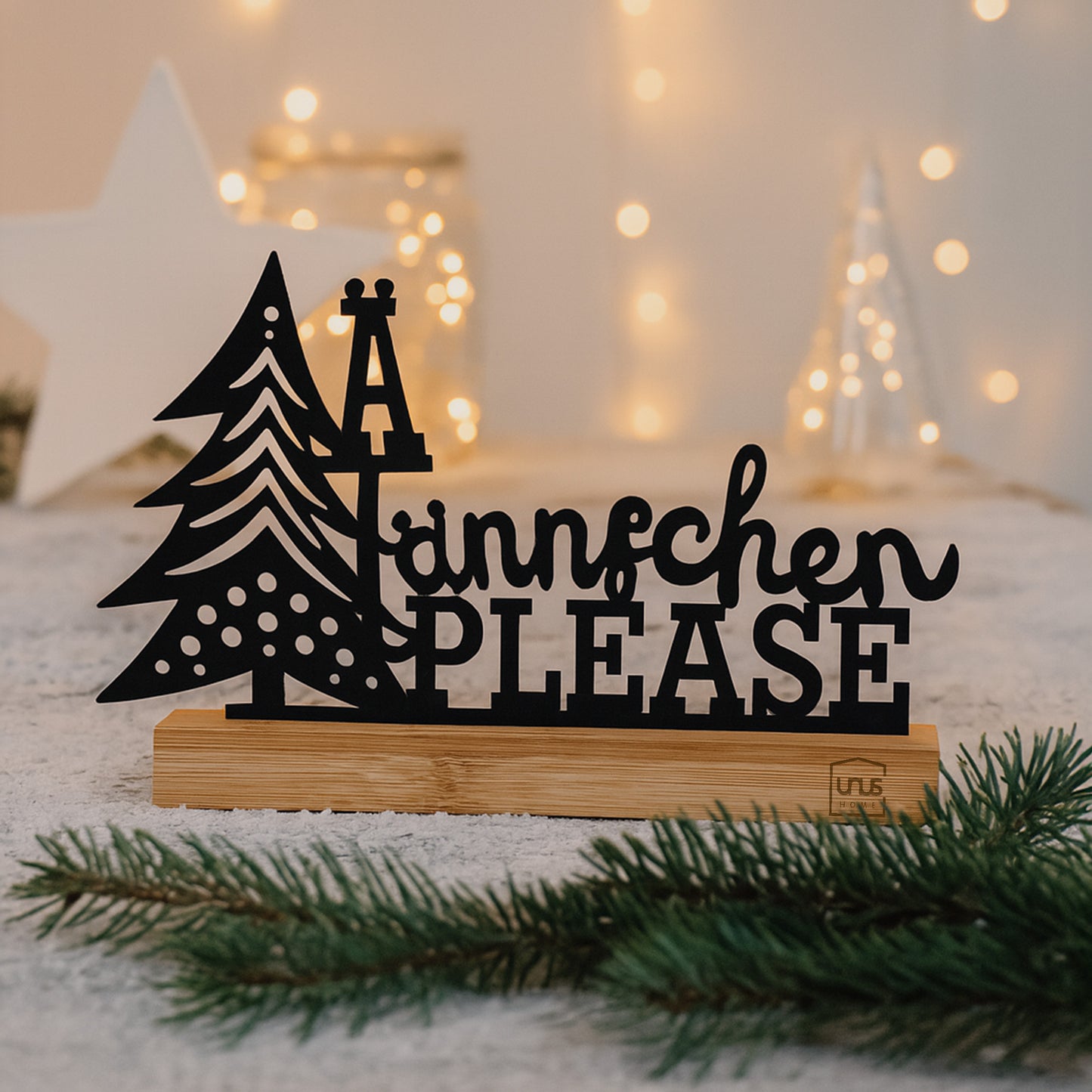 Aufsteller "Tännchen Please" in schwarz oder weiß