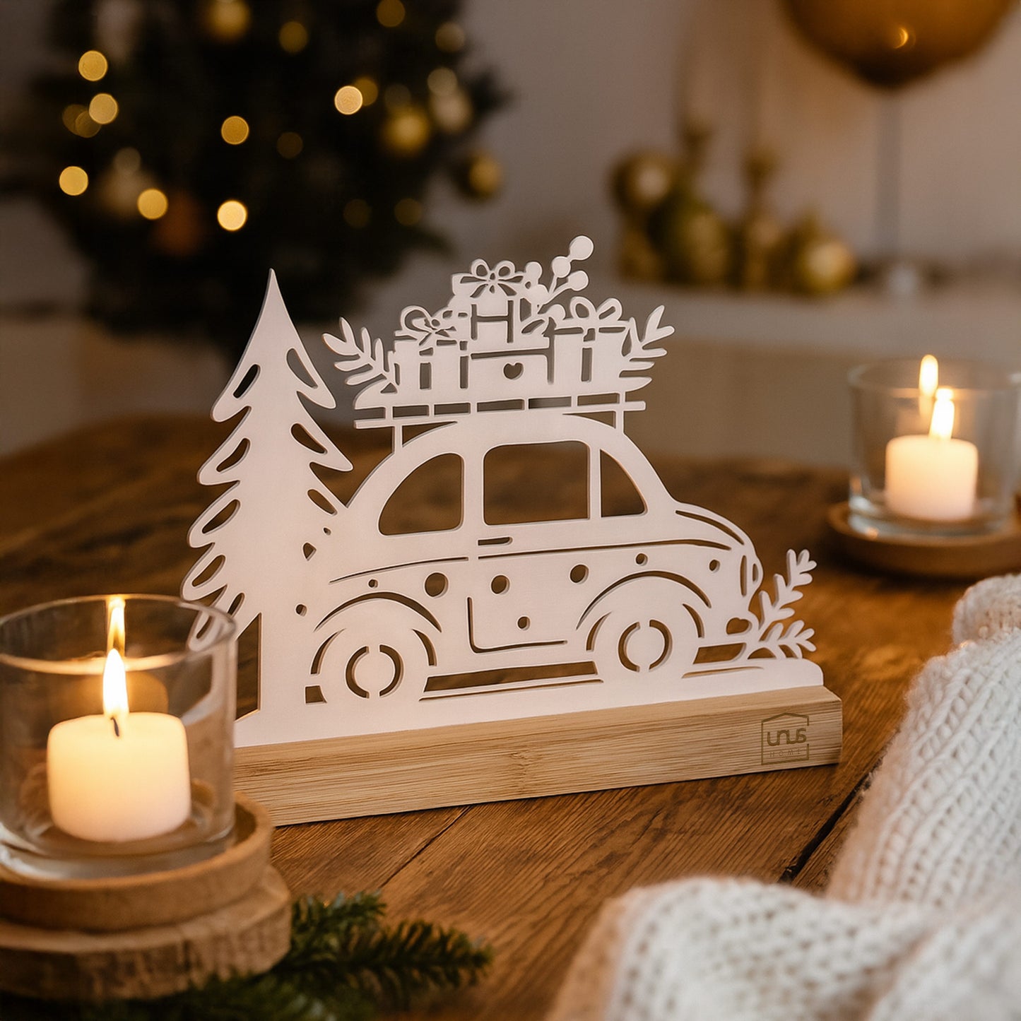 Aufsteller Metall Auto mit Baum