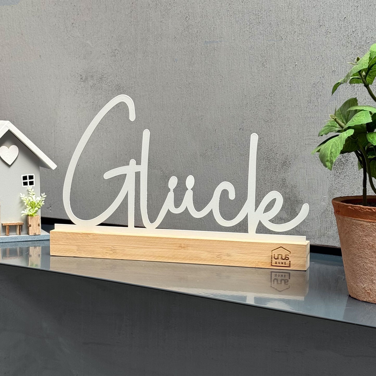 Aufsteller "Glück" in weiß oder schwarz