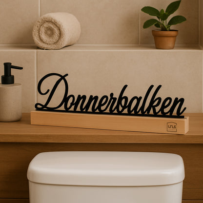 Aufsteller Schriftzug Donnerbalken schwarz