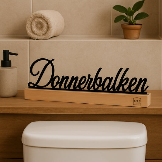 Aufsteller Schriftzug Donnerbalken schwarz