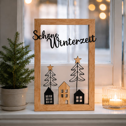 Wandbild Finja mit Bambus Rahmen " Schöne Winterzeit"