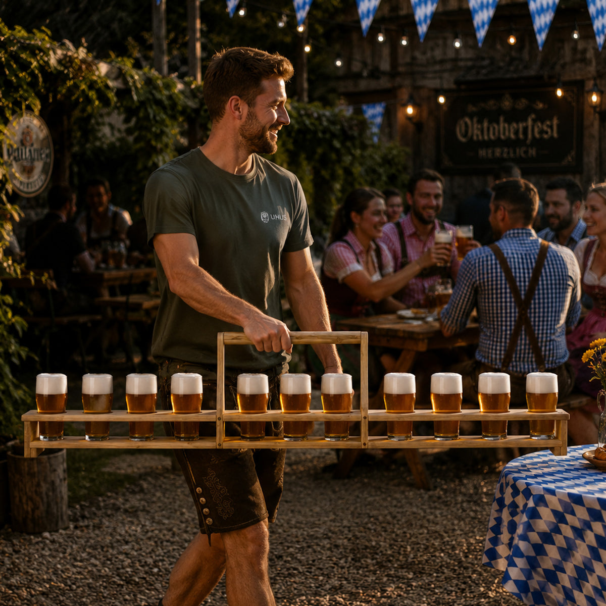 Bierglasträger Franz Bambus mit Griff