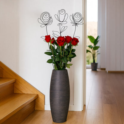 Metallkunst Stecker Rosen 3er Set in schwarz