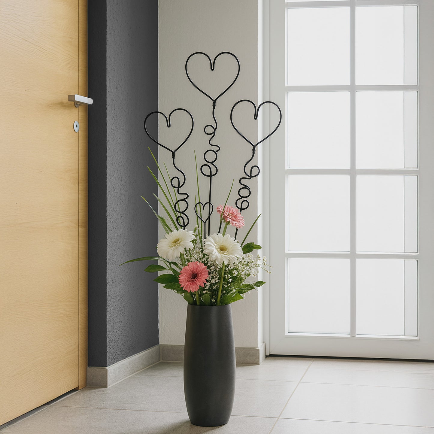 Metallkunst Stecker Herzen 3er Set in schwarz