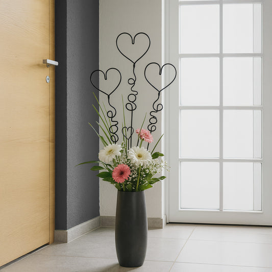 Metallkunst Stecker Herzen 3er Set in schwarz