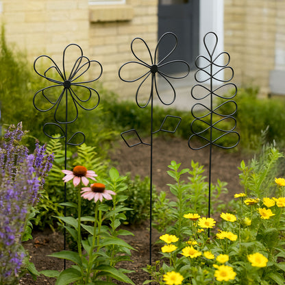 Metallkunst Stecker Blumen 3er Set Daphne schwarz