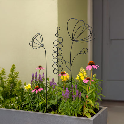 Metallkunst Stecker Blumen als 3er Set Fred schwarz