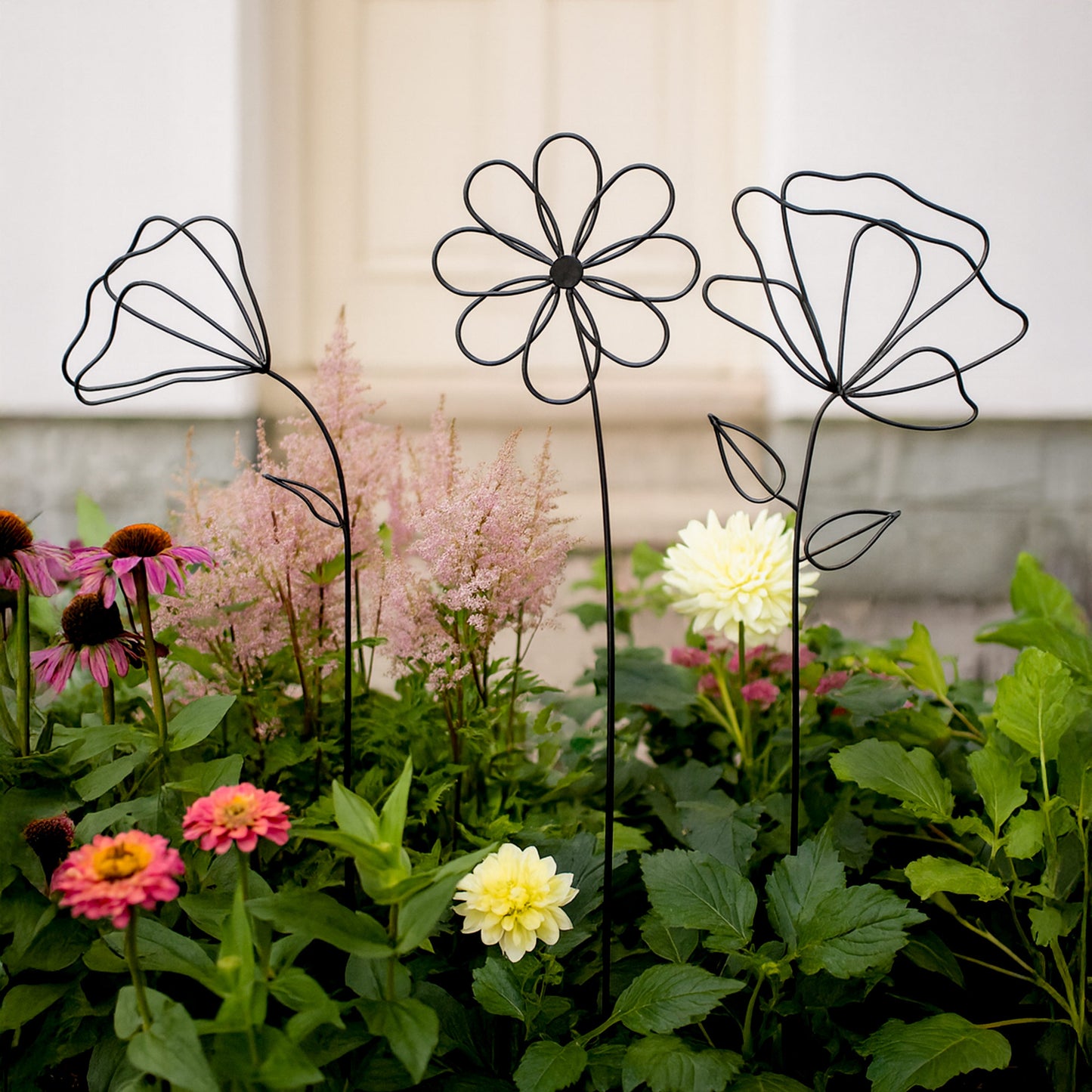 Metallkunst Stecker Blumen 3er Set Betty schwarz