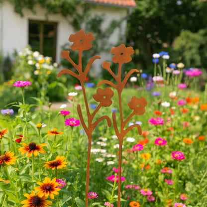 Gartenstecker Blüten in rost