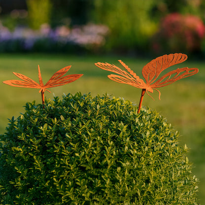 Gartenstecker Libelle 2er Set Metall  in rost
