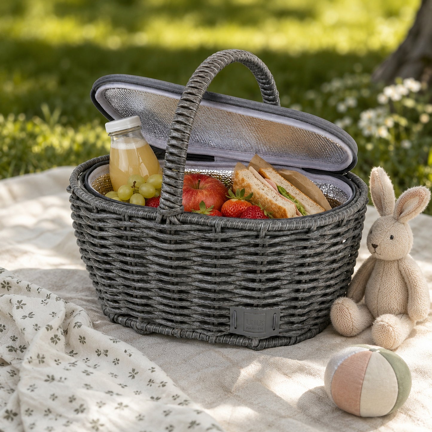 Einkaufskorb inklusive Kühltasche in Rattan-Optik für Kinder