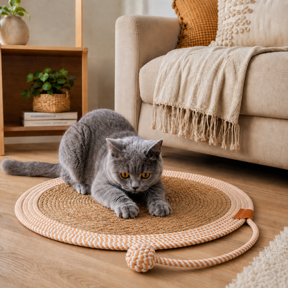 Kratzmatte Katze Tina Seegras Ø50 cm