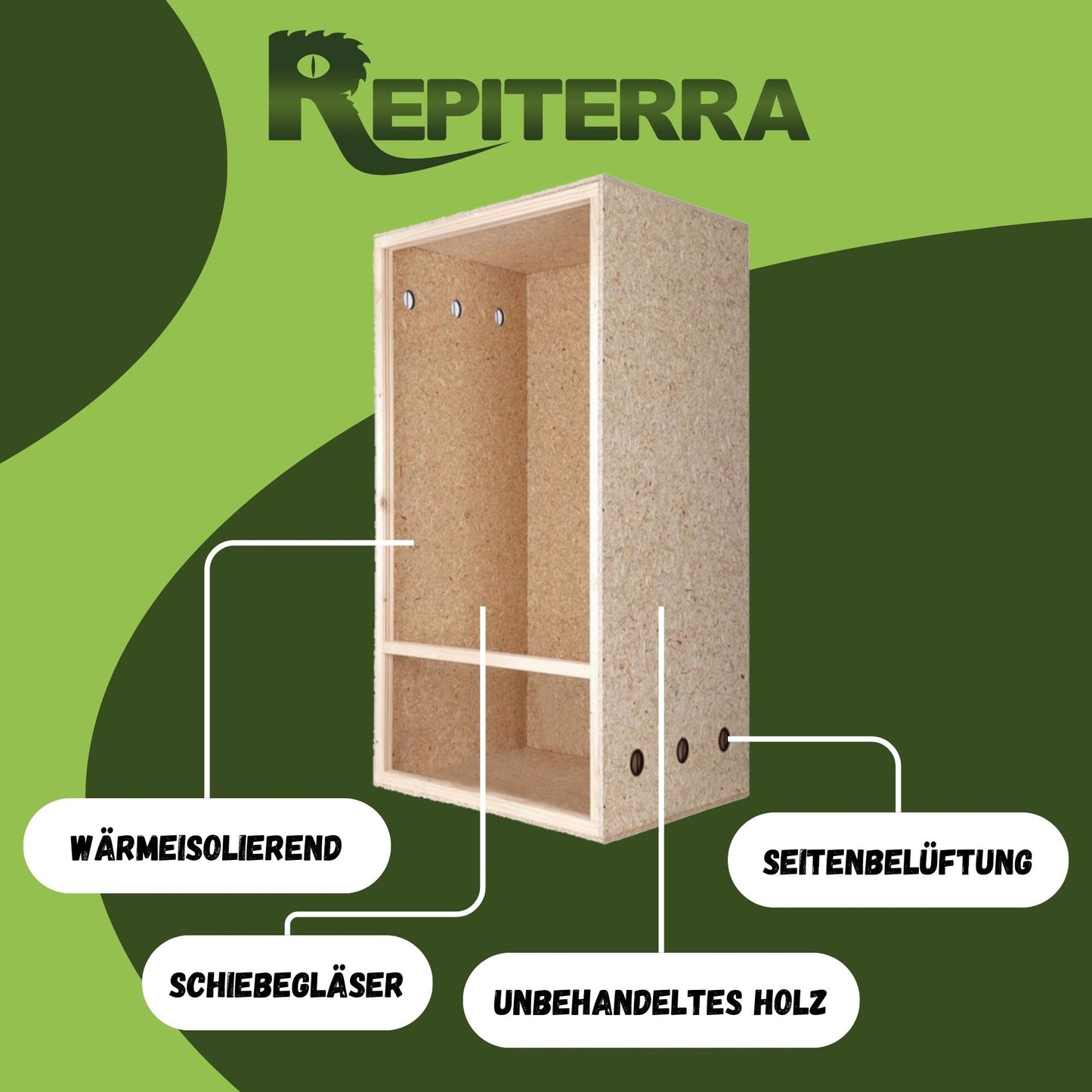 Repiterra Holz Hochterrarium mit Seitenbelüftung 60x120x60 cm