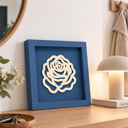 Holz Bilderrahmen 3D Rose in verschiedenen Farben
