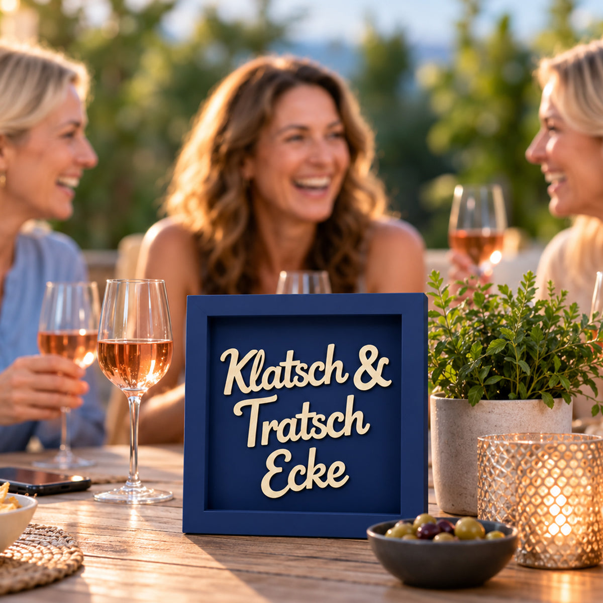 Holz Bilderrahmen "Klatsch & Tratsch Ecke" in verschiedenen Farben