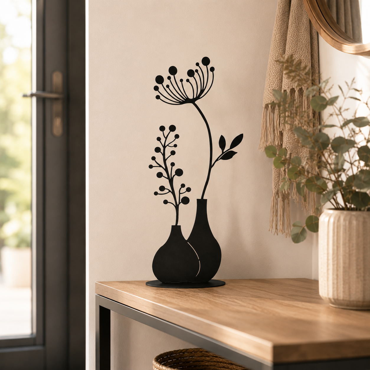 Aufsteller Vase mit Blumen in verschiedenen Farben