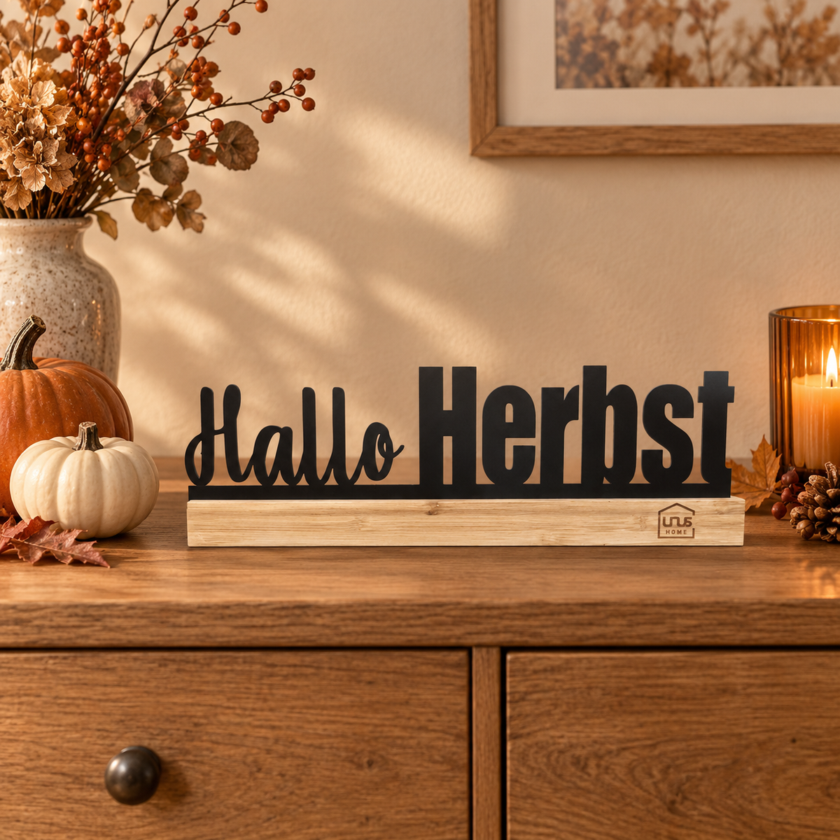 Aufsteller "Hallo Herbst" schwarz
