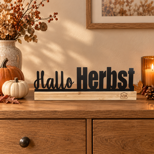 Aufsteller "Hallo Herbst" schwarz