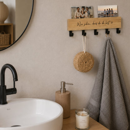 Schlüsselbrett Kiara aus Bambus mit 5 Haken