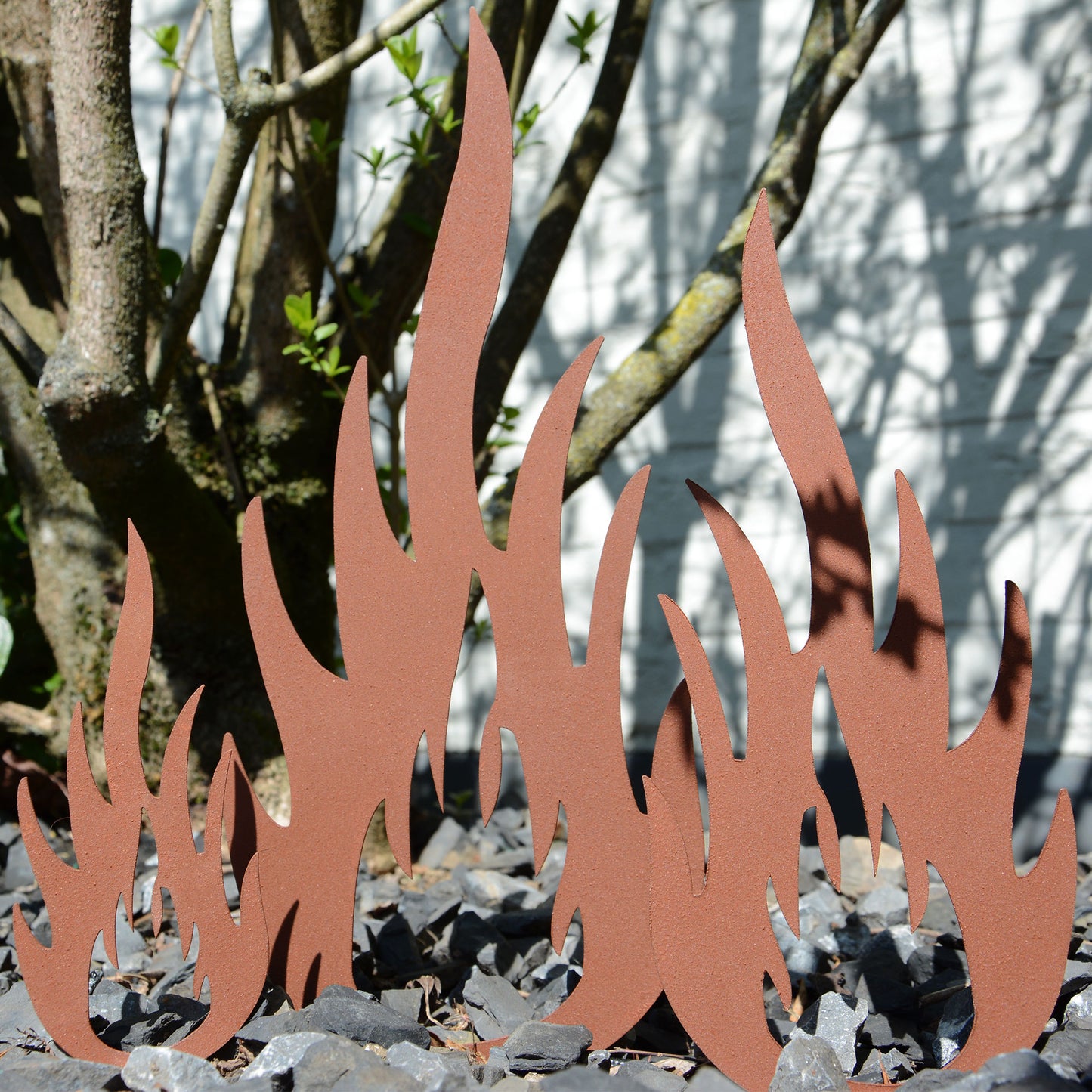 Gartenstecker Rost Flammen zum Schrauben 3er Set