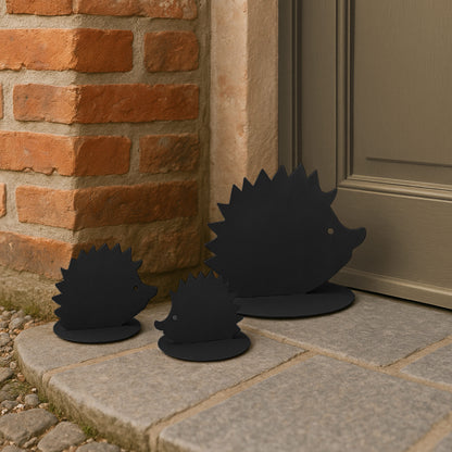 Aufsteller Igel in Schwarz oder Rost als 3er Set