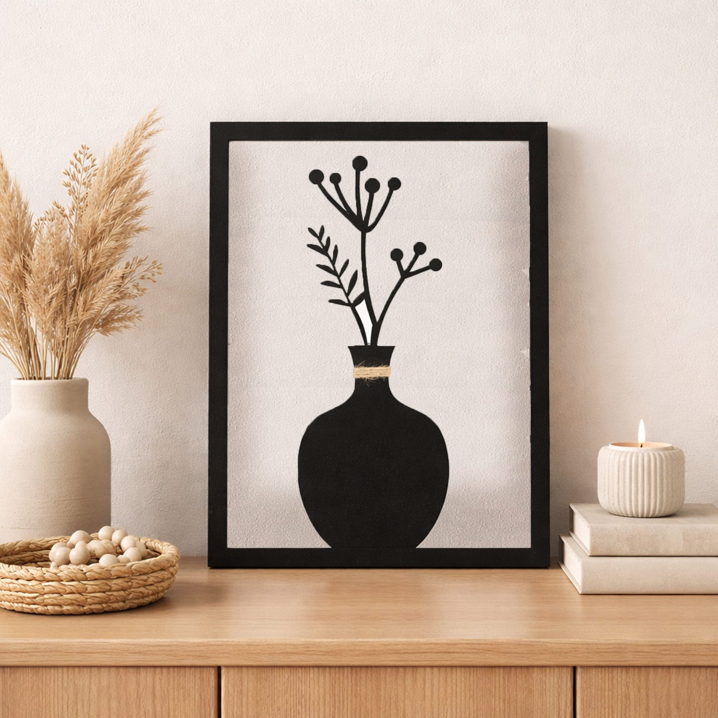 Wandbild Blumenvase Mila Metall groß schwarz