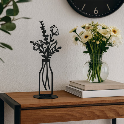 Aufsteller Blumenvase Metall schwarz