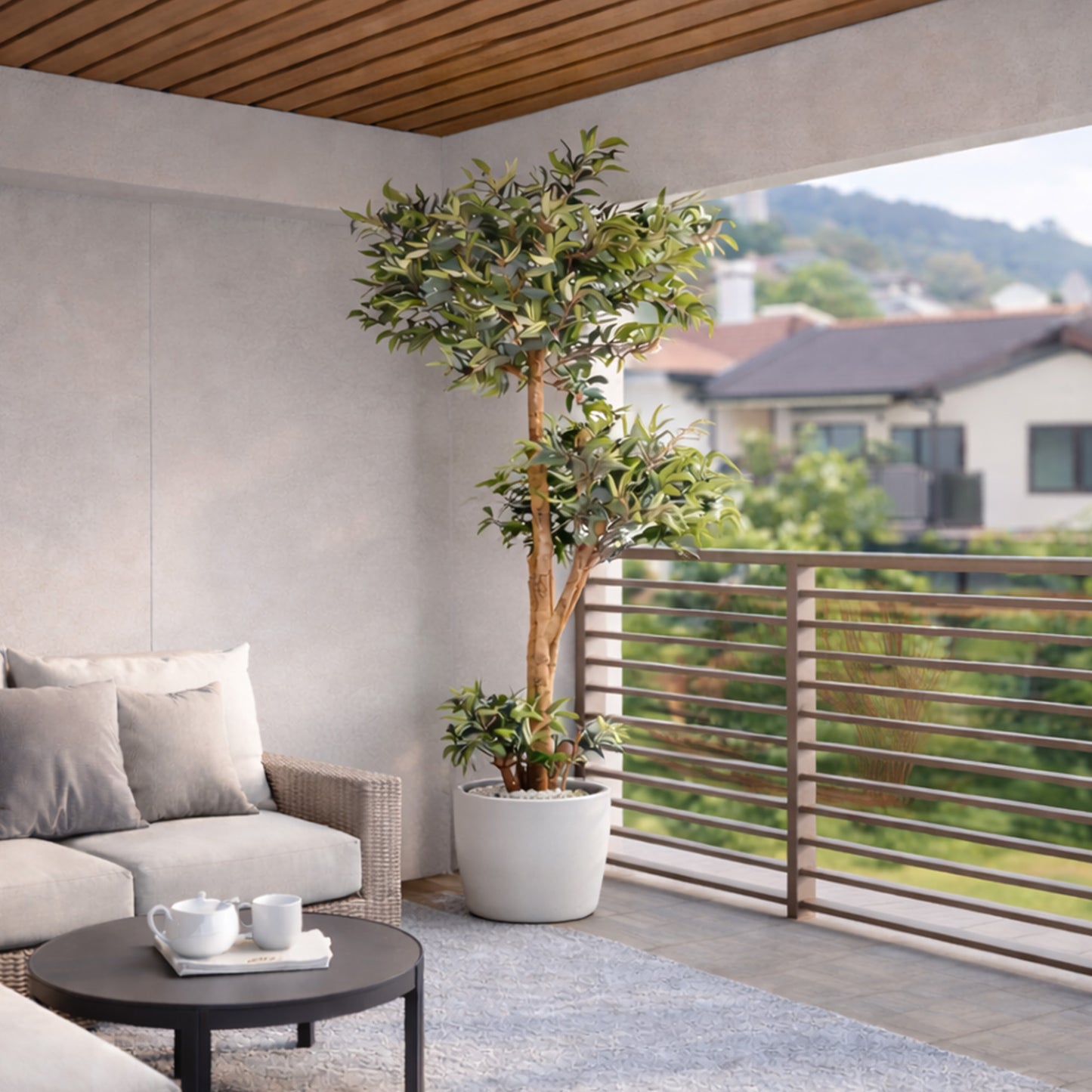 Kunstpflanze Ficus Ruscus Echtholzstamm in verschiedenen Größen