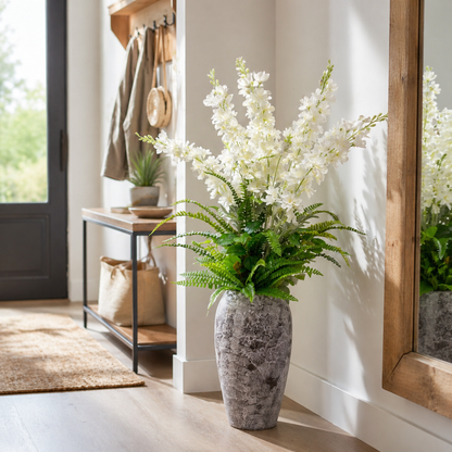 Kunstpflanze Weiß Grün mit Vase künstliches Blumengesteck 104 cm