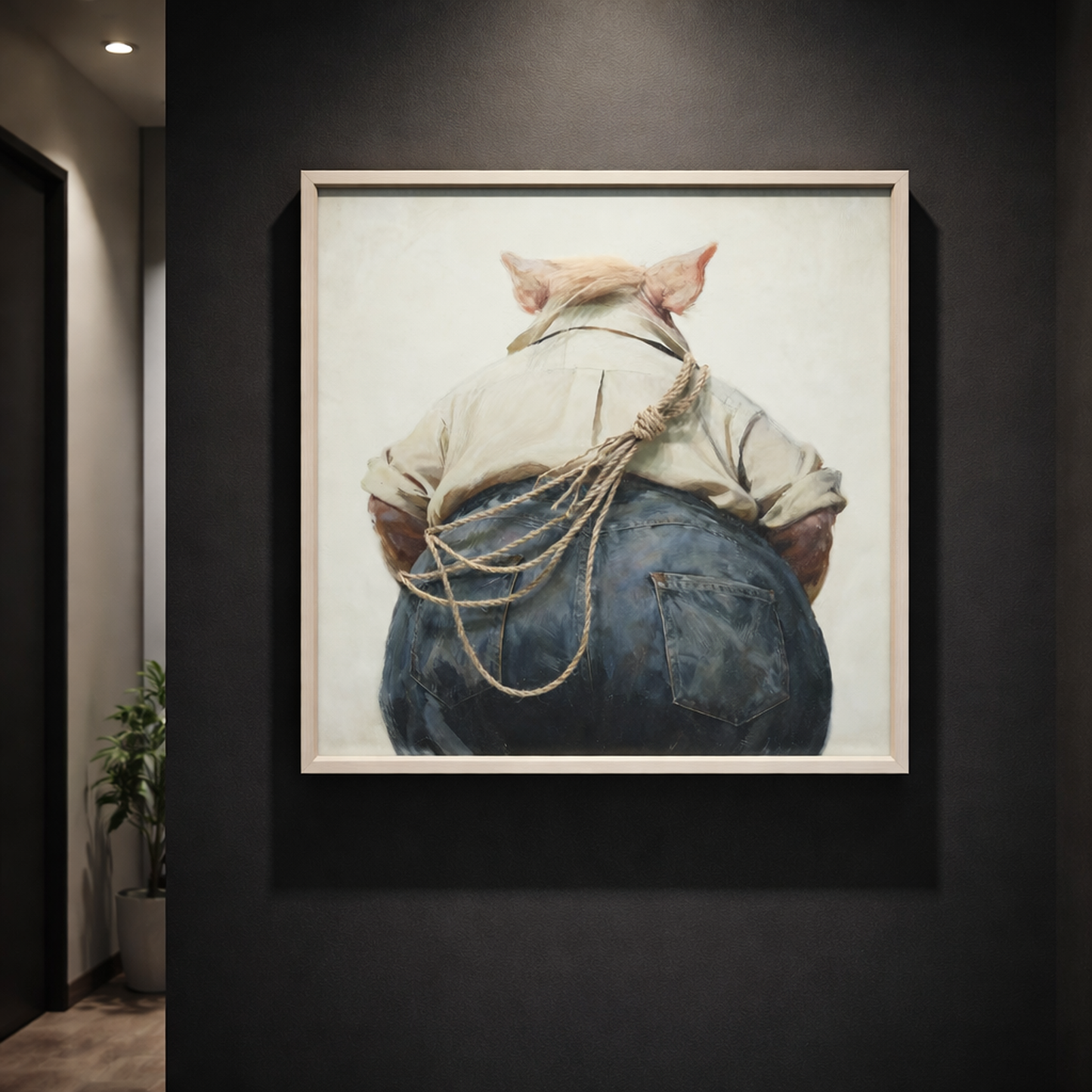 Wall Art 3D Hairfusion Schwein in Jeans 60x60