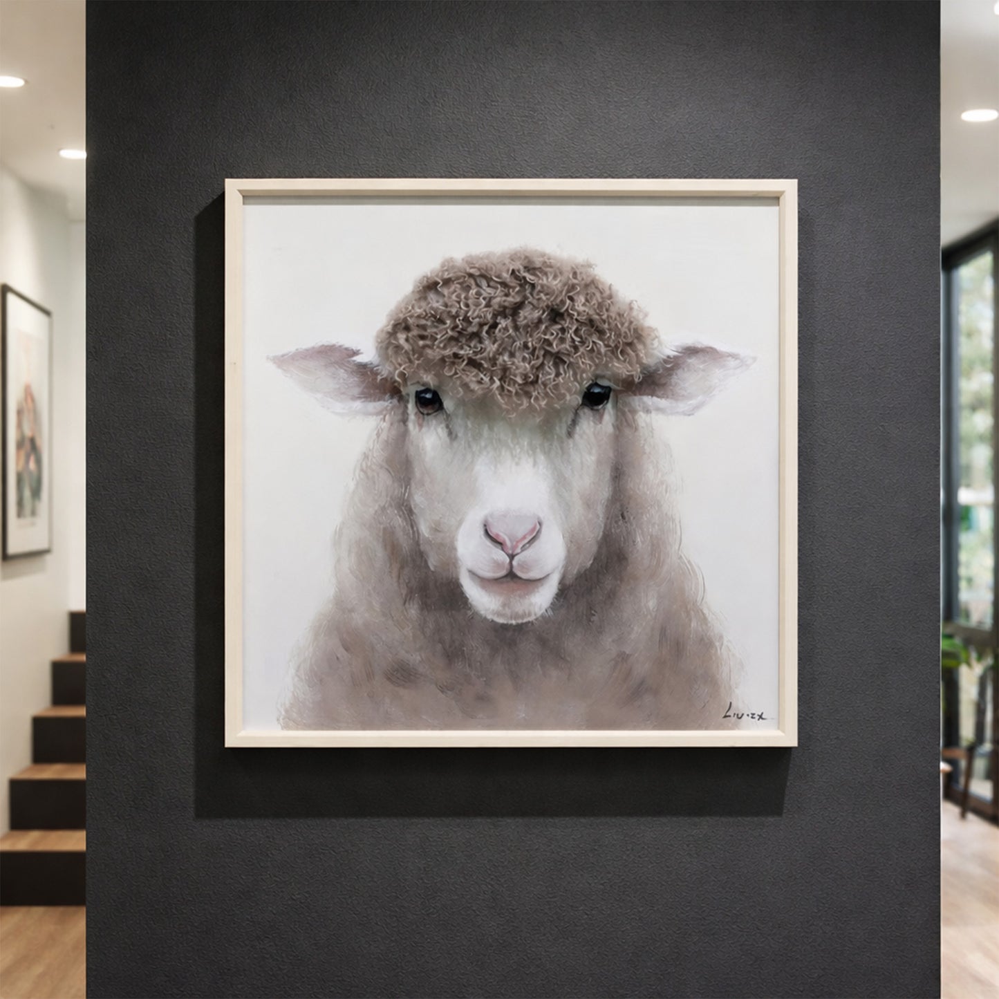 Wall Art 3D Hairfusion Schaf in weiß 60x60